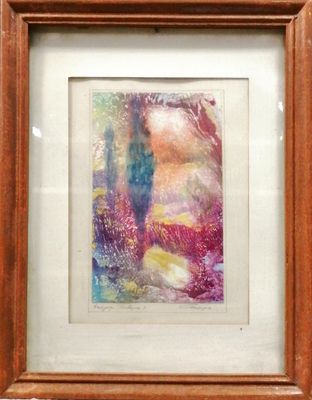 Картина върху картон с  рамка, акварел Картина върху картон с  рамка, акварел