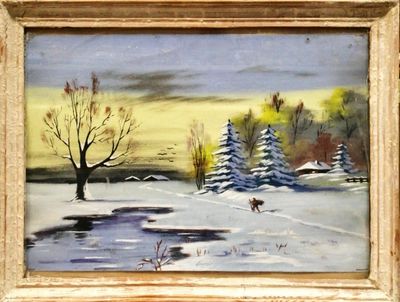 Картина върху картон с рамка, акрил Картина върху картон с рамка, акрил