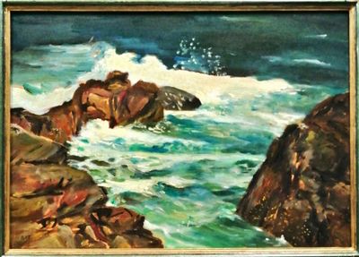 Картина върху фазер с рамка, акрил, Г.Витанов- Картина върху фазер с рамка, акрил, Г.Витанов-" Созопол"