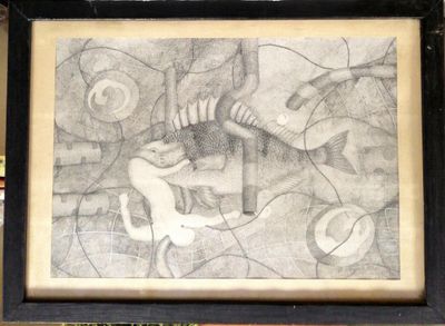 Картина върху картон графика с  рамка, снимка Картина върху картон графика с  рамка, снимка