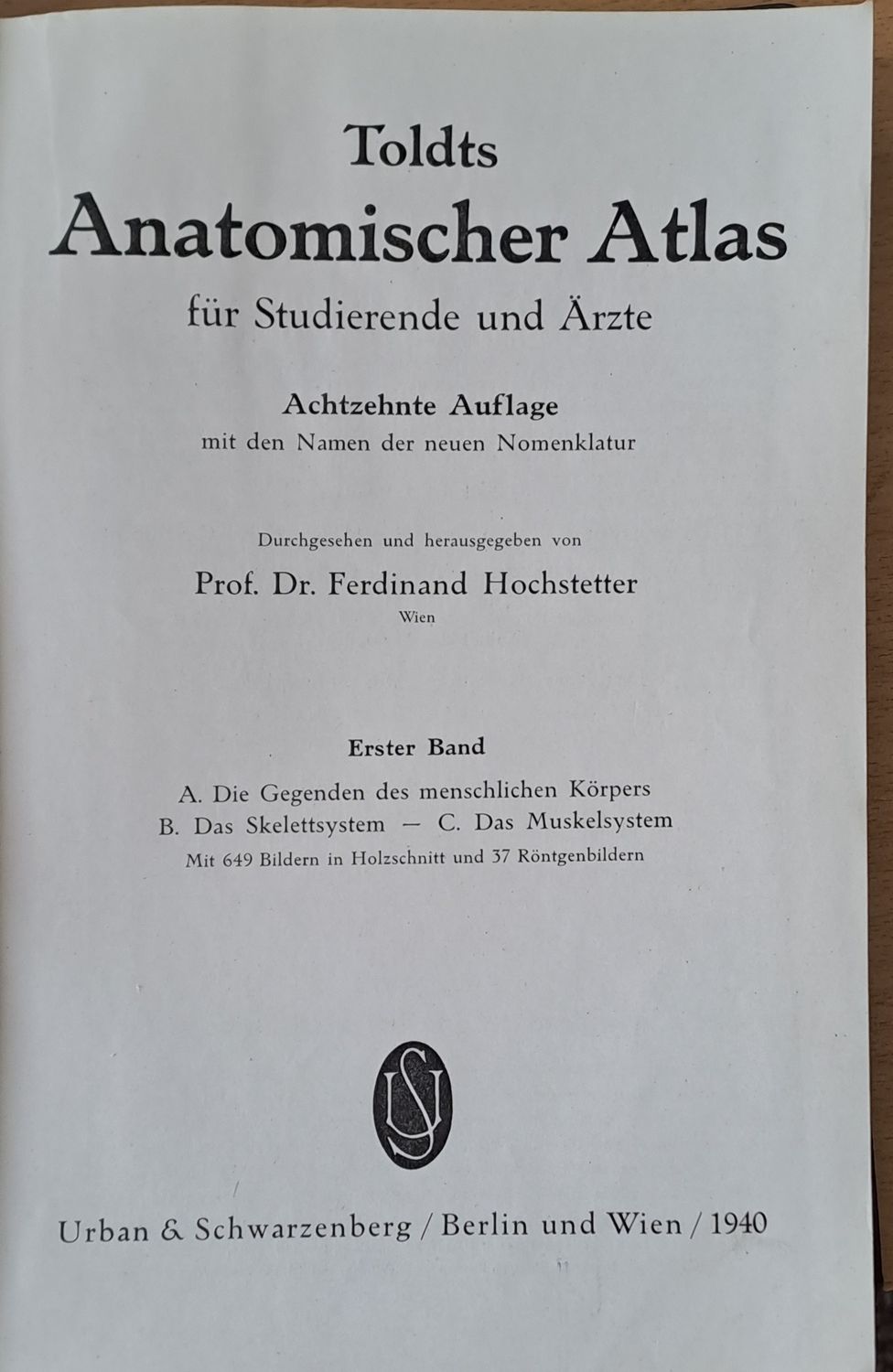 Anatomischer Atlas fur Studierende und Arzte