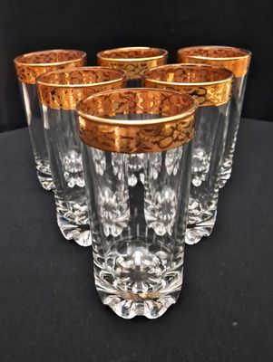 Стъклени водни чаши златен кант - на брой