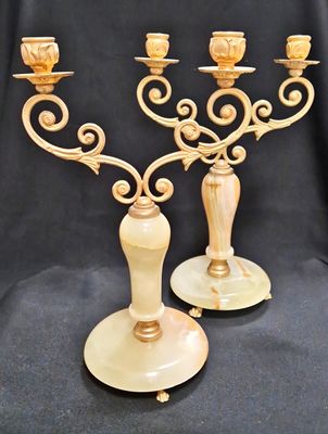 Метални свещници с оникс - на брой Метални свещници с оникс - на брой