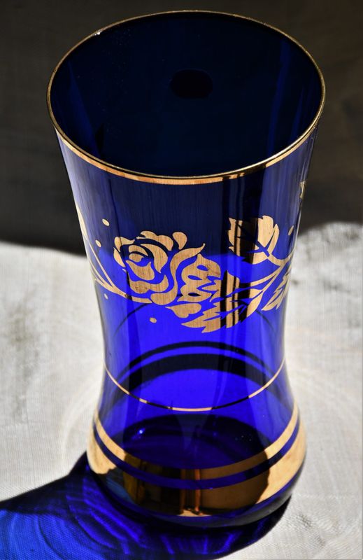 Кобалтова винтидж ваза "Бохемия"