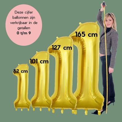 Fienosa Cijfer Ballonnen - Nummer 1 - Goud Kleur - 101 cm - Cijferballon - XL Groot - Helium Ballon - Verjaardag Ballon - Verjaardag Versiering - Feest - Feestversiering - Leeftijd verjaardag -