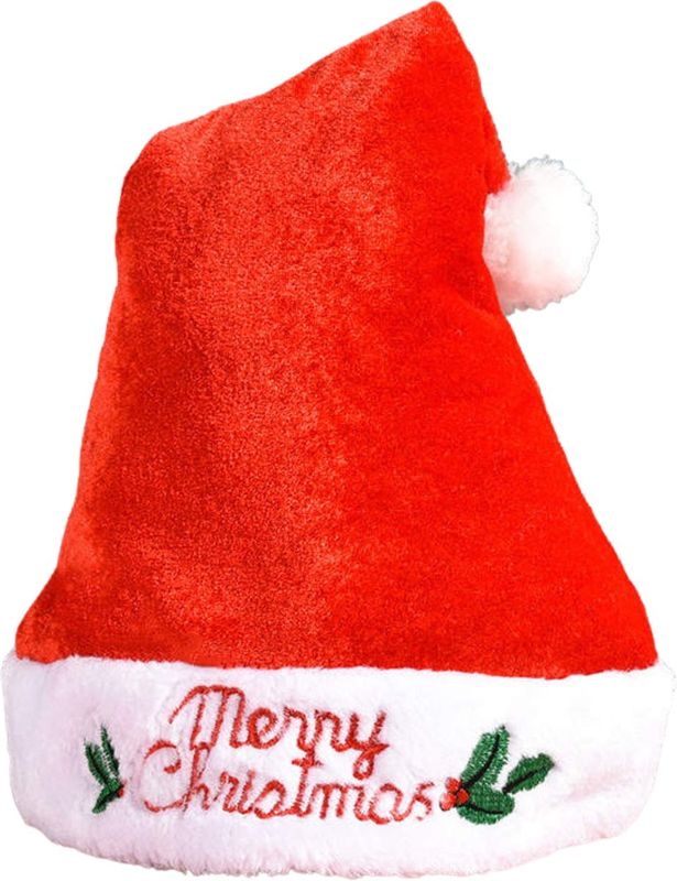 Fienosa Kerstmuts Merry Christmas Tekst - Luxe Pluche - Omvang 25 cm - Kerstcadeau