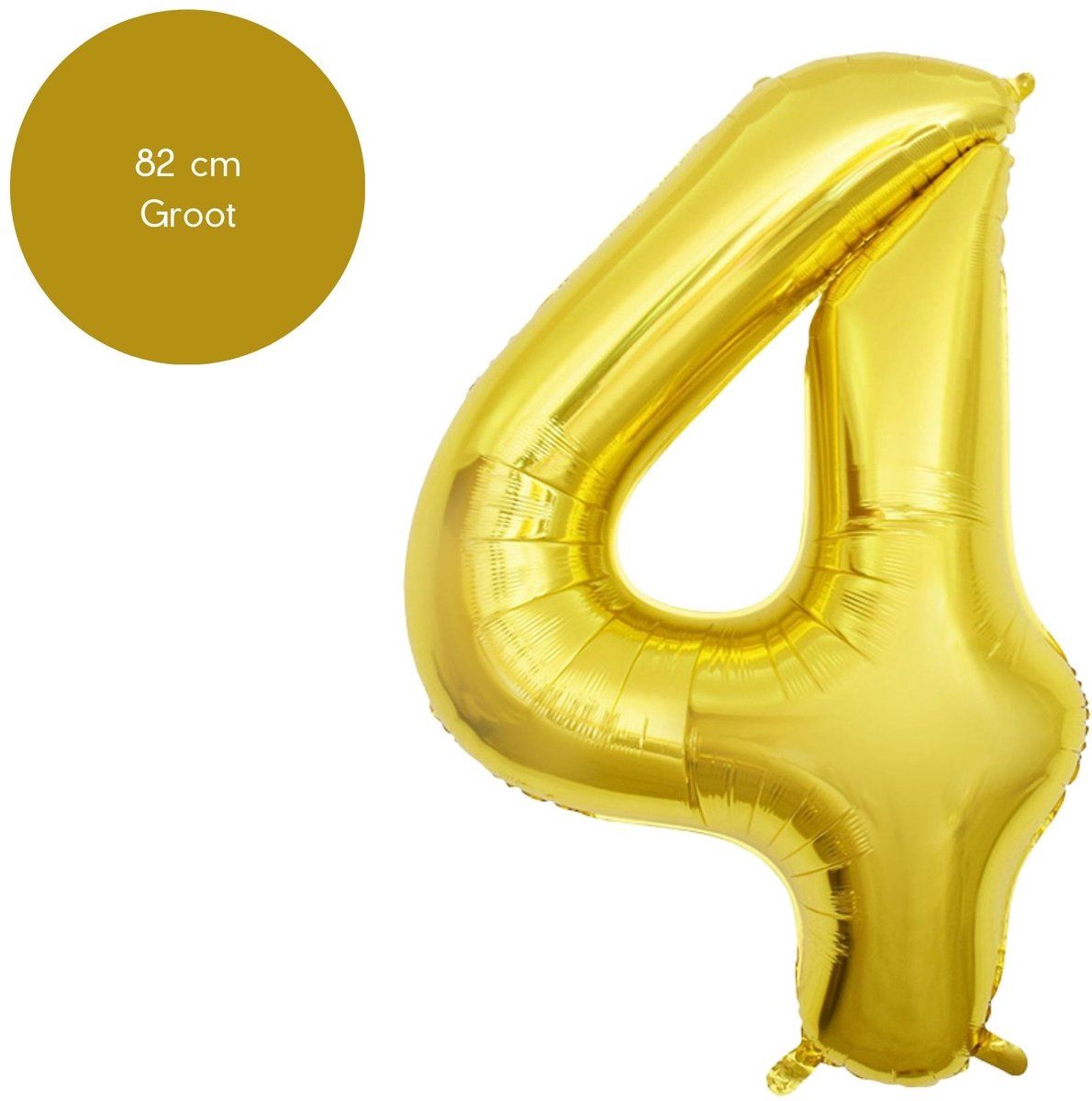 Fienosa Cijfer Ballonnen - Nummer 4 - Goud Kleur - 82 cm - XL Groot - Helium Ballon - Verjaardag Ballon - Verjaardag versiering - Leeftijd verjaardag - Verjaardagsballon - Verjaardag