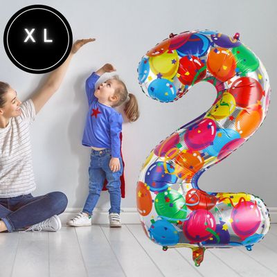 Fienosa Cijfer Ballonnen nummer 2 - Confetti patroon - 101 cm - XL Groot - Helium Ballon- Verjaardag Ballon - Carnaval Ballon - Leeftijd verjaardag - Verjaardagsballon - Verjaardag