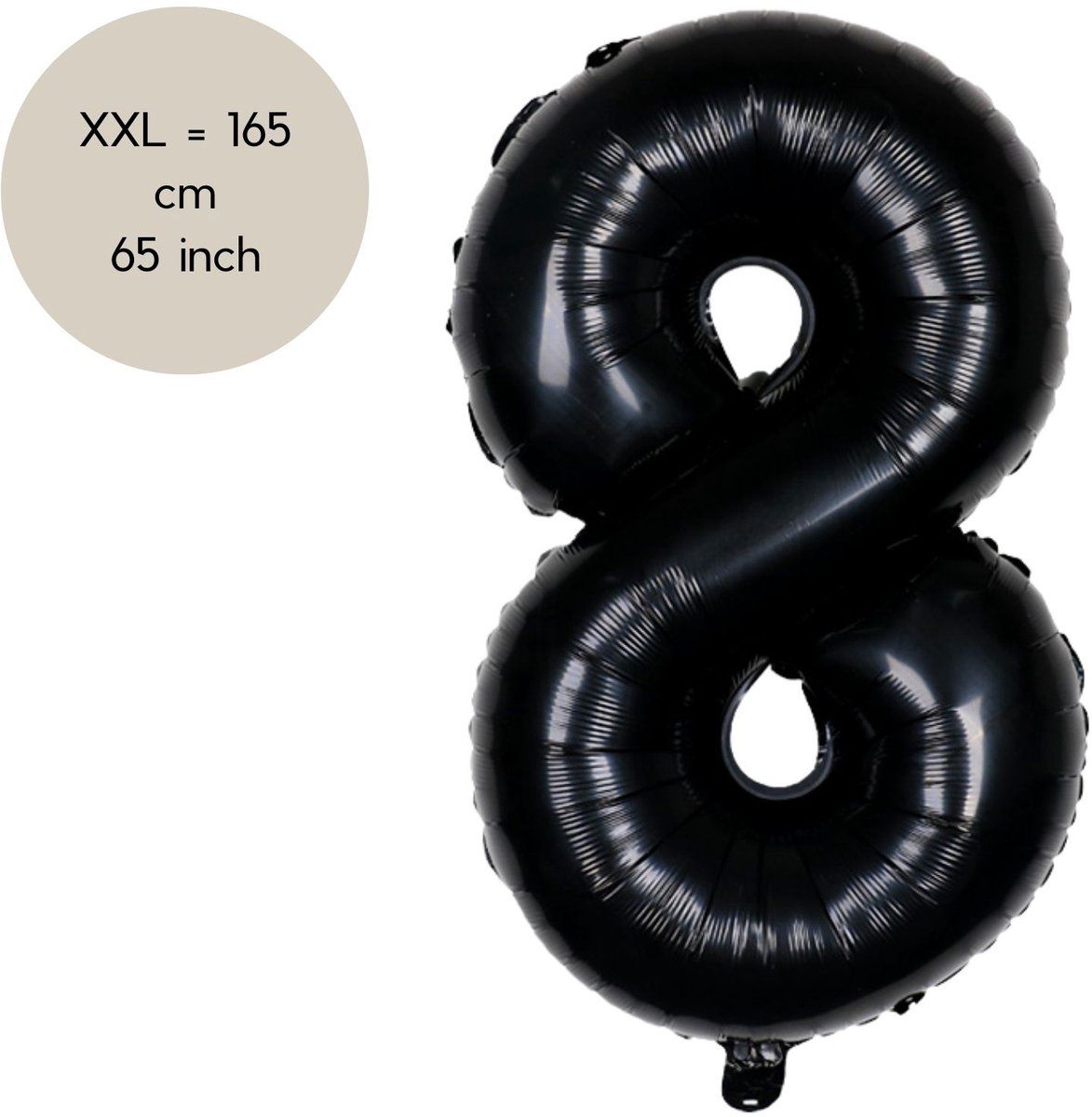 Fienosa Cijfer Ballonnen nummer 8 - Zwart - 165 cm - Helium Ballon - Verjaardag ballon - Verjaardag versiering - Leeftijd verjaardag - Verjaardagsballon - Verjaardag