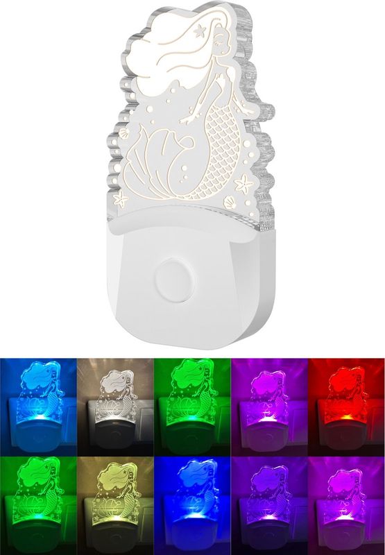 Fienosa Zeemeermin Nachtlampje Stopcontact met Sensor – LED Kinderlamp fienosa zeemeermin nachtlampje stopcontact
