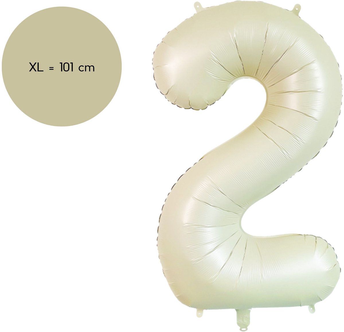 Fienosa Cijfer Ballonnen - Nummer 2 Beige Ivory Kleur - 101 cm - XL Groot - Helium Ballon - Verjaardag Ballon - Verjaardag versiering - Leeftijd verjaardag - Verjaardagsballon - Verjaardag
