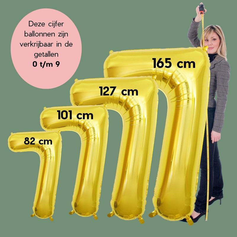 Fienosa Cijfer Ballonnen - Nummer 7 - Goud Kleur - 82 cm - XL Groot - Helium Ballon - Verjaardag Ballon - Verjaardag versiering - Leeftijd verjaardag - Verjaardagsballon - Verjaardag