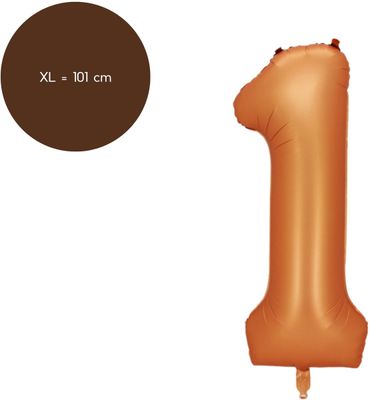 Fienosa Cijfer Ballonnen - Nummer 1 - Oranje - Kleur - 101 cm - XL Groot - Helium Ballon - Verjaardag Ballon - Verjaardag versiering - Leeftijd verjaardag - Verjaardagsballon - Verjaardag