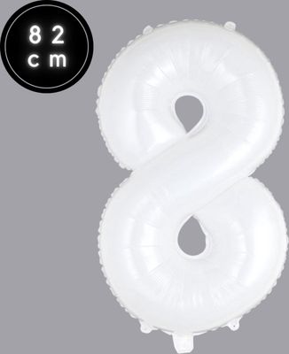 Cijfer Ballonnen - Nummer 8 - Wit - 82 cm - Helium Ballon - Fienosa- Leeftijd verjaardag - Verjaardagsballon - Verjaardag