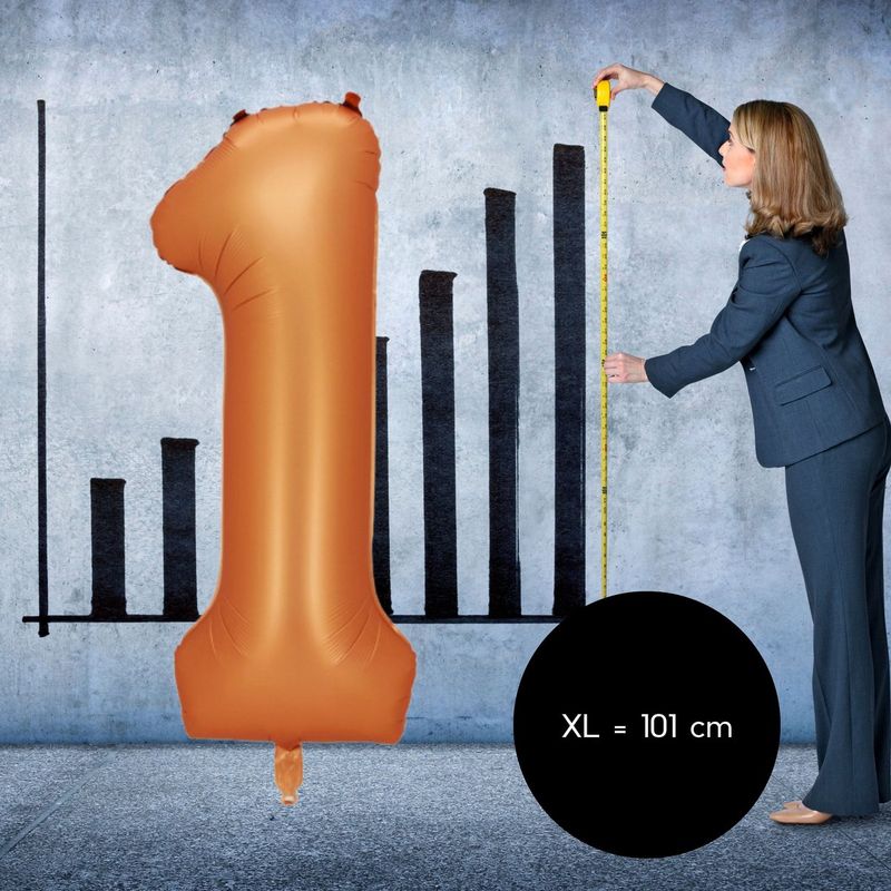 Fienosa Cijfer Ballonnen - Nummer 1 - Oranje - Kleur - 101 cm - XL Groot - Helium Ballon - Verjaardag Ballon - Verjaardag versiering - Leeftijd verjaardag - Verjaardagsballon - Verjaardag