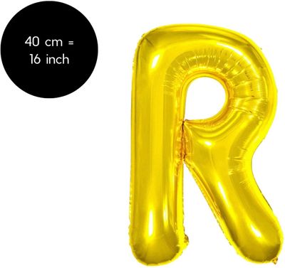 Fienosa Letter Ballonnen - Letter R - Goud - Kleur Goud - 40 cm - Helium Ballon - Verjaardag Ballon - Verjaardag versiering