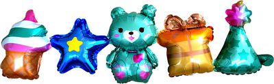Beertje en Ijs ballonnen set - Ballonnen Verjaardag - Vrolijk thema - Ballonnen Slinger - Beertje Balllon - Ijsje Ballon - Fienosa - Verjaardag slinger ballon