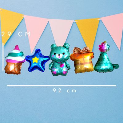 Beertje en Ijs ballonnen set - Ballonnen Verjaardag - Vrolijk thema - Ballonnen Slinger - Beertje Balllon - Ijsje Ballon - Fienosa - Verjaardag slinger ballon