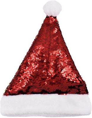 Fienosa Kerstmuts Glitter Pailletten - Rood - Goud - Omvang 25 cm - Kerstcadeau - Kerst - Kerstversiering