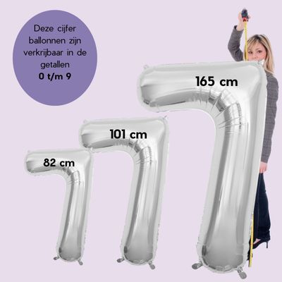 Fienosa Cijfer Ballonnen - Nummer 7 - Zilver Kleur - 82 cm - XL Groot - Helium Ballon - Verjaardag Ballon - Verjaardag versiering - Leeftijd verjaardag - Verjaardagsballon - Verjaardag