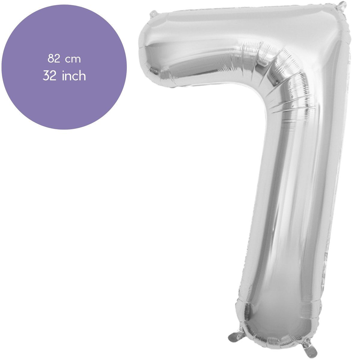 Fienosa Cijfer Ballonnen - Nummer 7 - Zilver Kleur - 82 cm - XL Groot - Helium Ballon - Verjaardag Ballon - Verjaardag versiering - Leeftijd verjaardag - Verjaardagsballon - Verjaardag