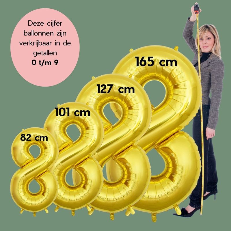 Fienosa Cijfer 8 Ballon - Nummer 8 - Goud Kleur - 101 cm - Cijferballon - XL Groot - Helium Ballon - Verjaardag Ballon - Verjaardag Versiering - Feest - Feestversiering - Leeftijd verjaardag -