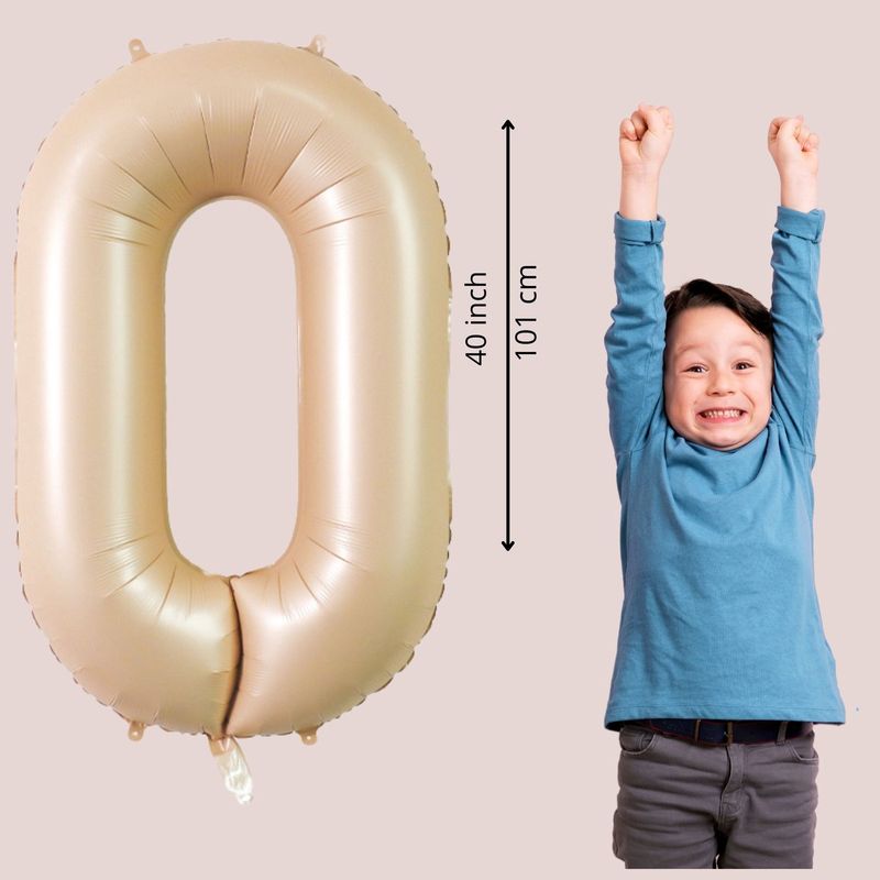 Fienosa Cijfer Ballonnen - Nummer 0 Caramel Zand Kleur - 101 cm - XL Groot - Helium Ballon - Verjaardag Ballon - Verjaardag versiering - Leeftijd verjaardag - Verjaardagsballon - Verjaardag