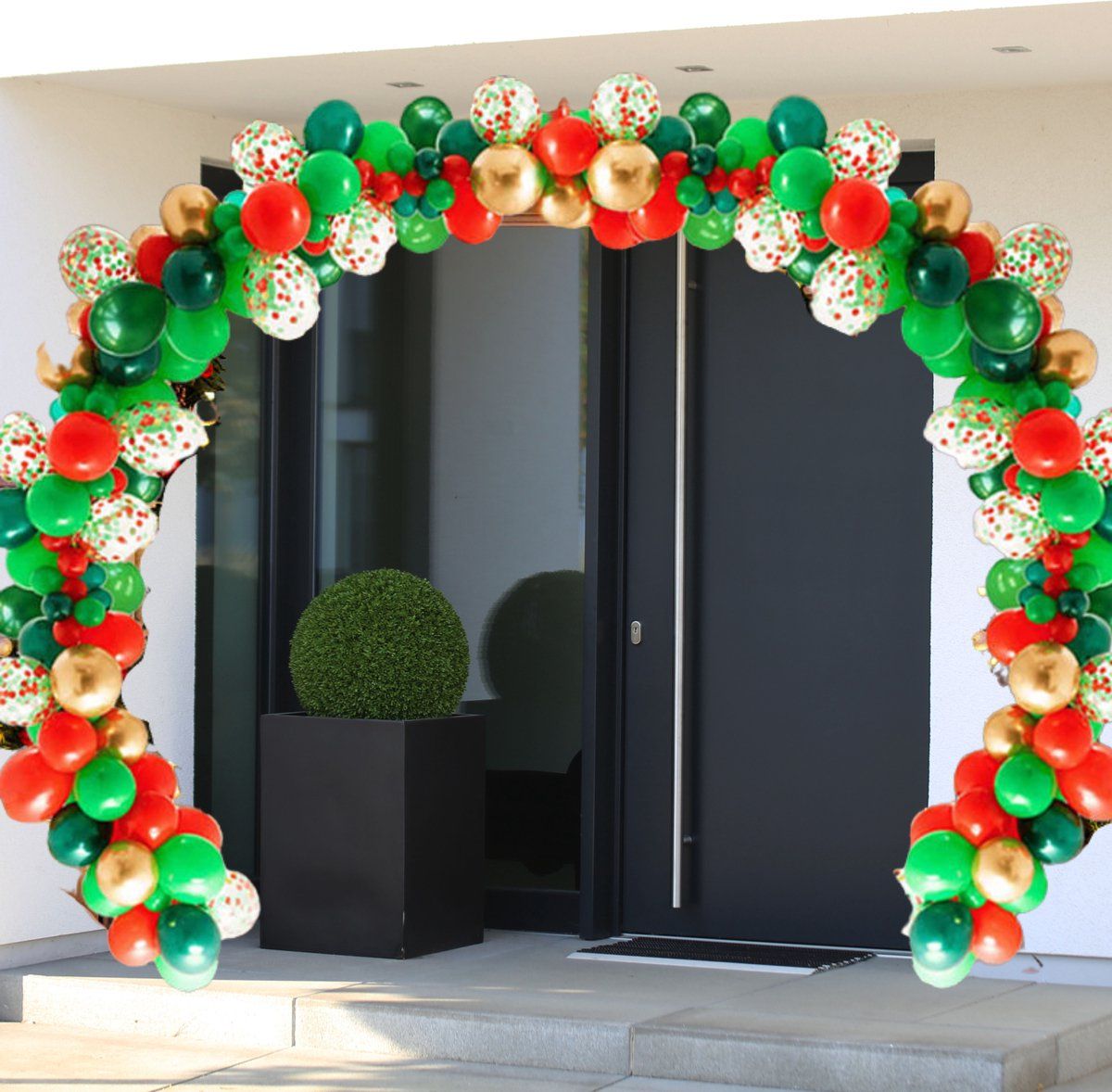 Kerst Ballonnenboog Rood Groen - Luxe Verjaardag Ballonnen - Ballonnenboog - Verjaardag - 105 stuks - Helium Ballonnen - Papieren Confetti - Kerstversiering