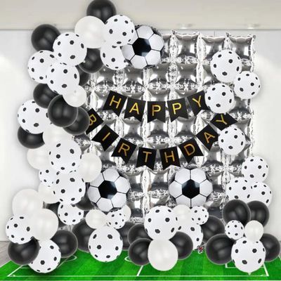 Fienosa Ballonnenboog Voetbal - Zwart Wit - Voetbal Versiering Verjaardag - Voetbal Ballonnen - Ballonnenboog - Verjaardag - Happy Birthday Slinger - Voetbal decoratie - 74 stuks - Helium Ballonnen -