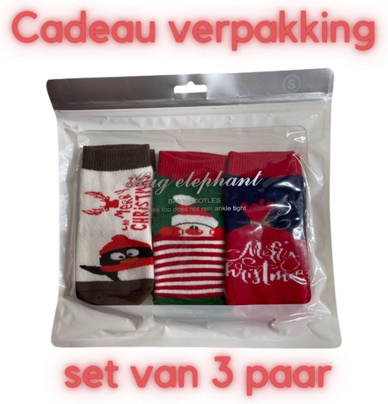 Fienosa Baby Sokjes Kerst Motief - 3 Paar - Groen - Blauw - Wit - Kerstcadeau