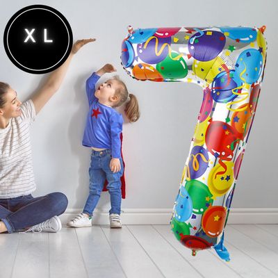 Fienosa Cijfer Ballonnen nummer 7 - Confetti patroon - 101 cm - XL Groot - Helium Ballon- Verjaardag Ballon - Carnaval Ballon - Leeftijd verjaardag - Verjaardagsballon - Verjaardag