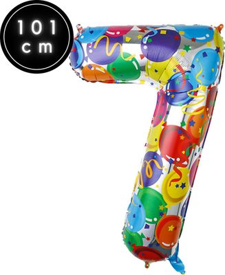 Fienosa Cijfer Ballonnen nummer 7 - Confetti patroon - 101 cm - XL Groot - Helium Ballon- Verjaardag Ballon - Carnaval Ballon - Leeftijd verjaardag - Verjaardagsballon - Verjaardag