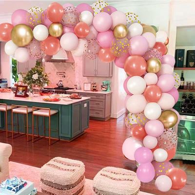 Fienosa Ballonnenboog Roze- Luxe Verjaardag Ballonnen - Glitter en Glamour - Ballonnenboog - Verjaardag - 125 stuks - Helium Ballonnen - Ballonboog Versiering – Feest Decoratie Verjaardag - Papieren