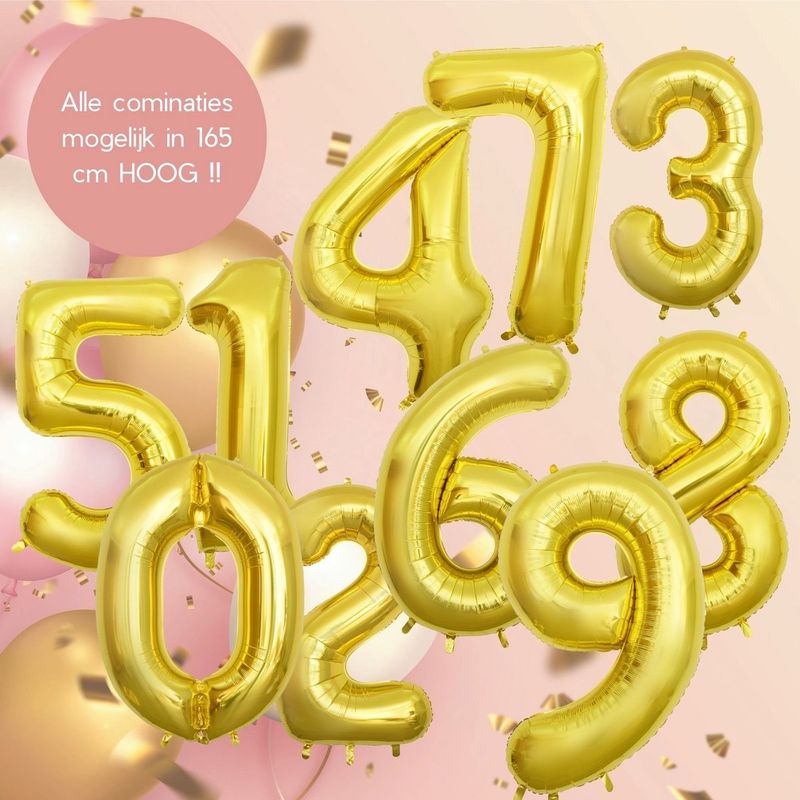 Fienosa Cijfer Ballonnen nummer 3 - Goud - 165 cm - Helium Ballon - Verjaardag ballon - Verjaardag versiering - Leeftijd verjaardag - Verjaardagsballon - Verjaardag