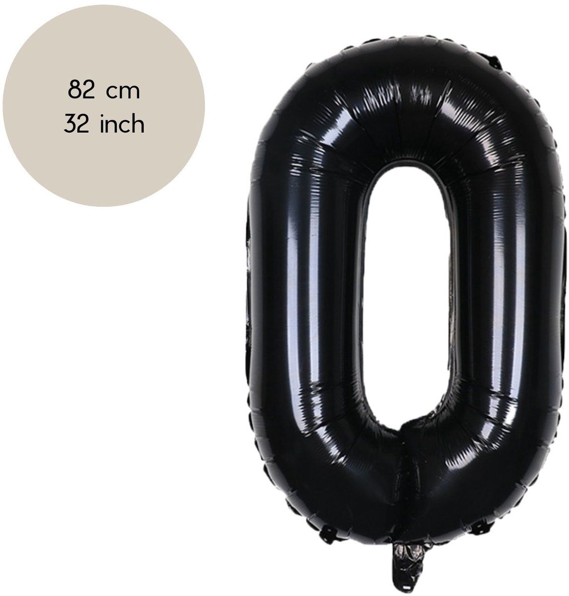 Fienosa Cijfer Ballonnen nummer 0 - Zwart - 82 cm - Helium Ballon - Verjaardag ballon - Verjaardag versiering - Leeftijd verjaardag - Verjaardagsballon - Verjaardag