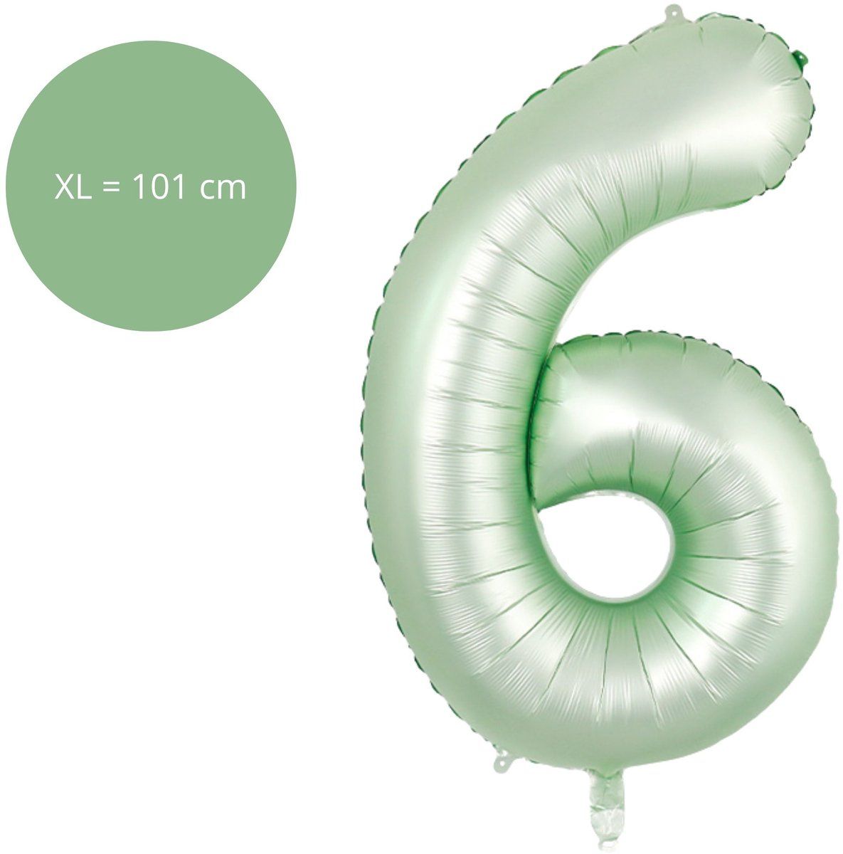 Fienosa Cijfer Ballonnen - Nummer 6 - Groen Pastel Kleur - 101 cm - XL Groot - Helium Ballon - Verjaardag Ballon - Verjaardag versiering - Leeftijd verjaardag - Verjaardagsballon - Verjaardag