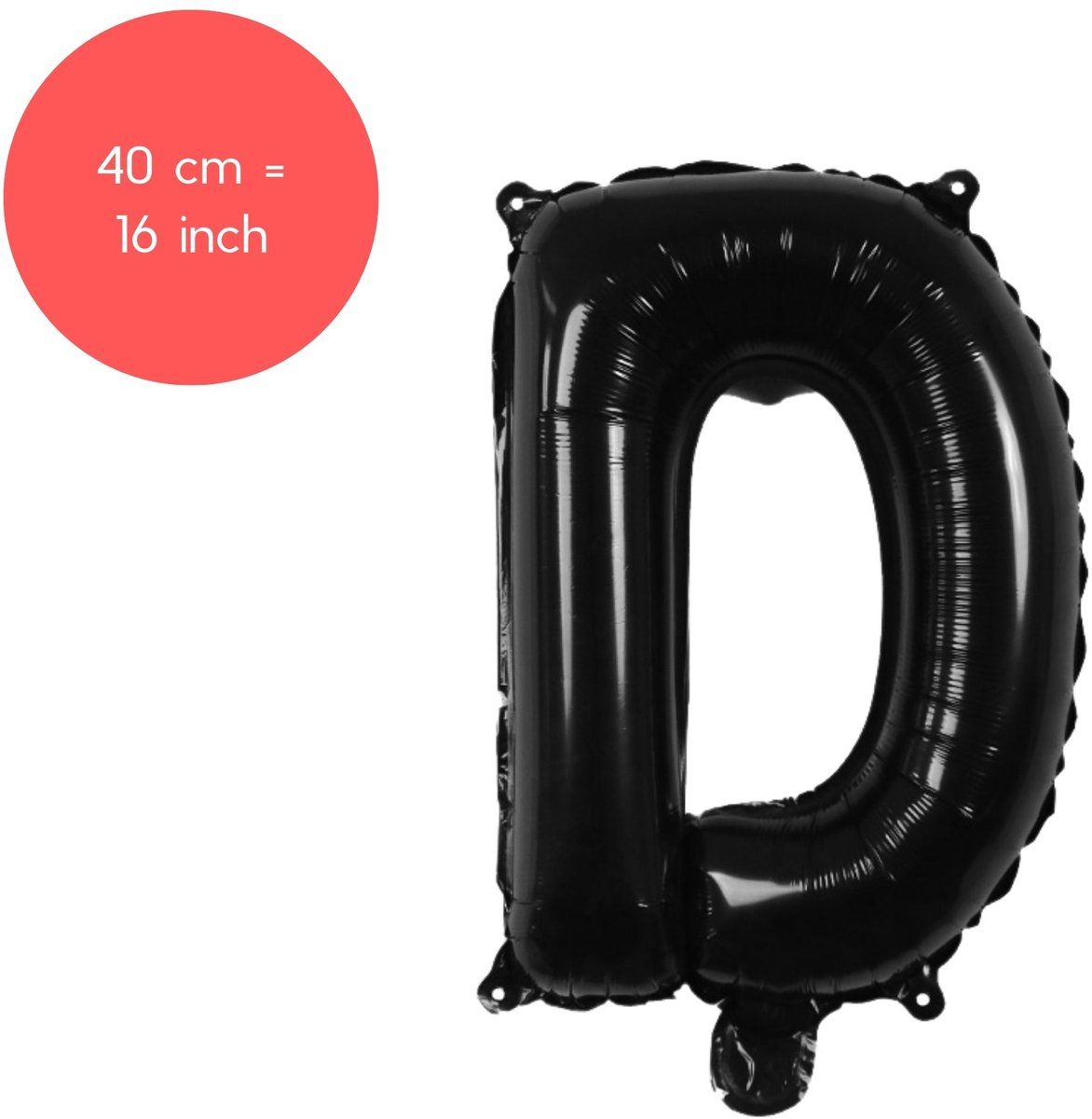 Fienosa Letter Ballonnen - Letter D - Zwart - Kleur Zwart - 40 cm - Helium Ballon - Verjaardag Ballon - Verjaardag versiering