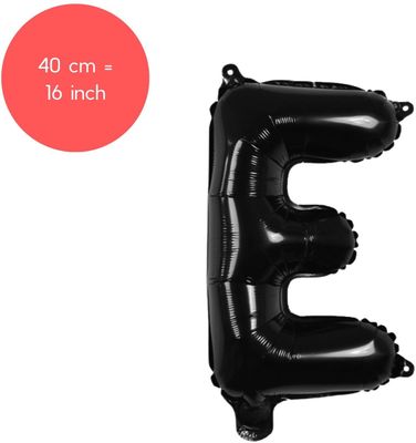 Fienosa Letter Ballonnen - Letter E - Zwart - Kleur Zwart - 40 cm - Helium Ballon - Verjaardag Ballon - Verjaardag versiering