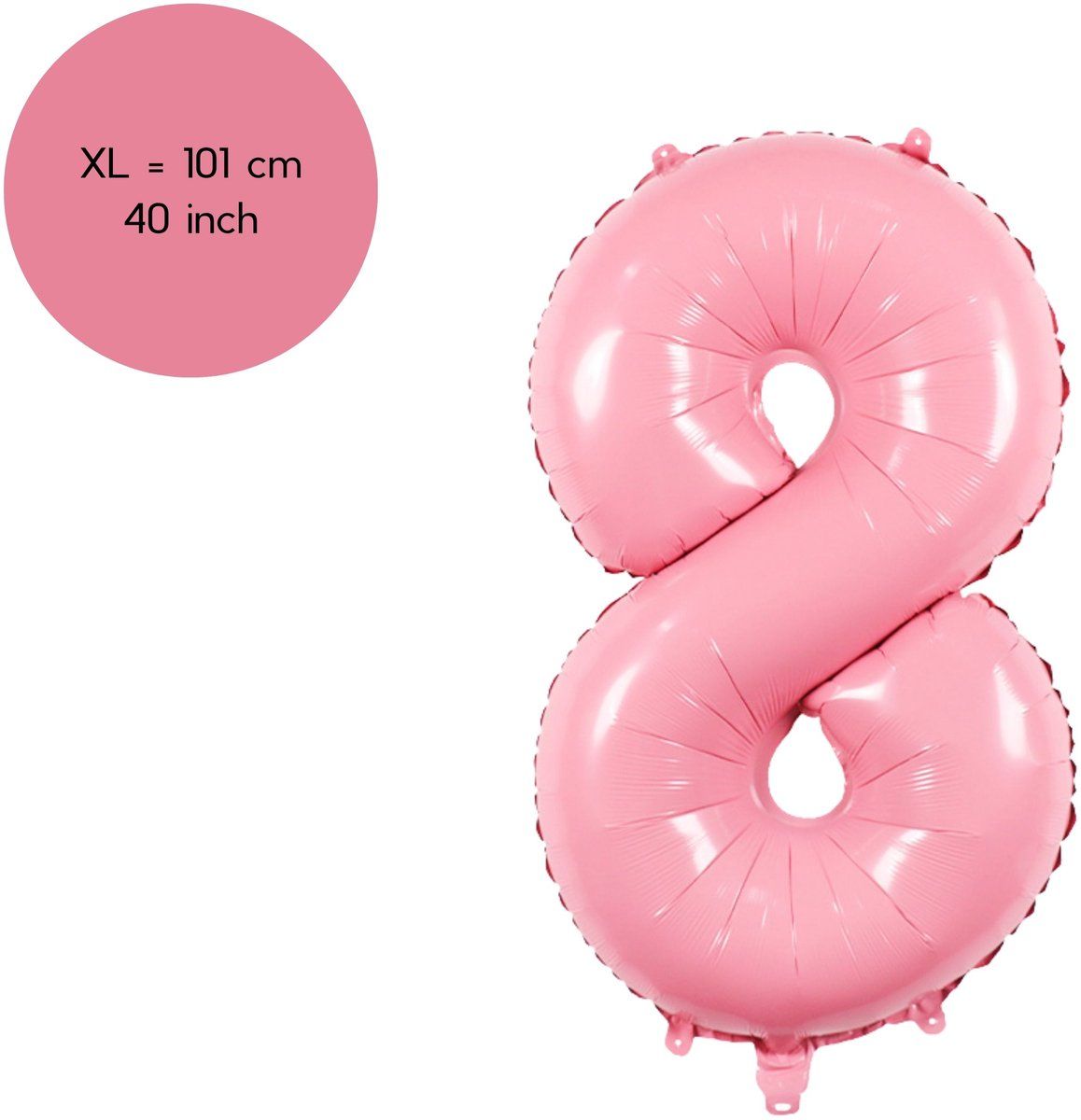 Cijfer Ballonnen Roze 8 - Nummer 8 - Roze - 101 cm - Helium Ballon - Verjaardag Versiering - Verjaardag Ballon - Leeftijd