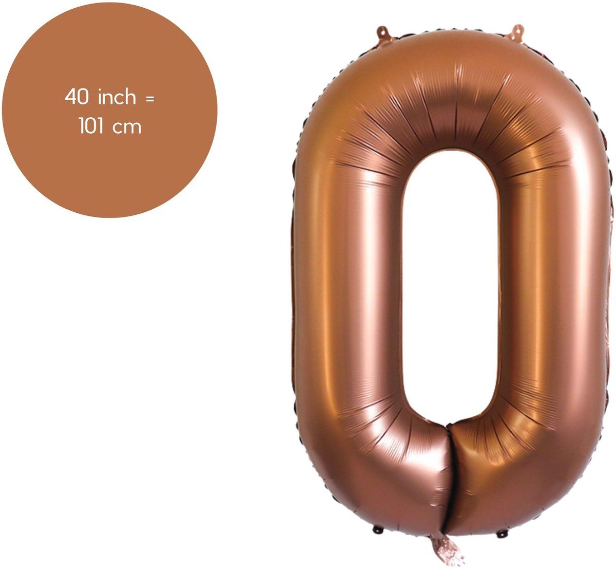 Fienosa Cijfer Ballonnen - Nummer 0 - Bruin - Kleur - 101 cm - XL Groot - Helium Ballon - Verjaardag Ballon - Verjaardag versiering - Leeftijd verjaardag - Verjaardagsballon - Verjaardag