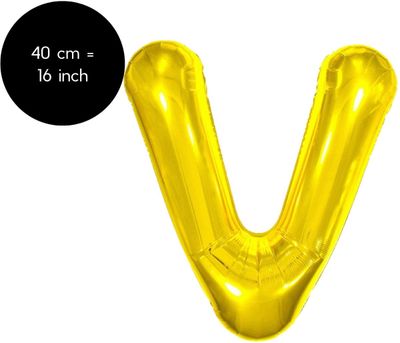 Fienosa Letter Ballonnen - Letter V - Goud - Kleur Goud - 40 cm - Helium Ballon - Verjaardag Ballon - Verjaardag versiering