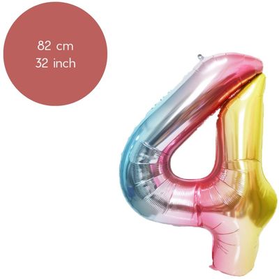 Fienosa Cijfer Ballonnen nummer 4 - Regenboog kleuren - 82 cm - Helium Ballon - Leeftijd verjaardag - Verjaardagsballon - Verjaardag Fienosa Cijfer Ballonnen nummer 4 - Regenboog kleuren - 82 cm - Helium Ballon - Leeftijd verjaardag - Verjaardagsballon - Verjaardag