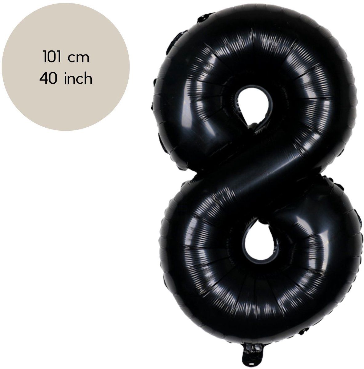 Fienosa - Cijfer Ballonnen - Nummer 8 - Zwart - 101 cm - Helium Ballon - Verjaardag Versiering - Verjaardag Ballon - Leeftijd verjaardag - Verjaardagsballon - Verjaardag