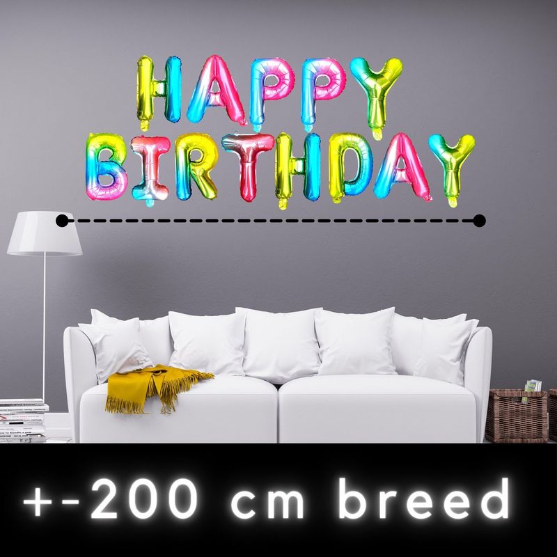 Fienosa Verjaardag Versiering - Happy Birthday - Regenboog 37 cm Letters - Happy Birthday versiering - Happy Birthday Slinger - Ballonnen Verjaardag - Verjaardag Decoratie - themafeest - gefeliciteerd