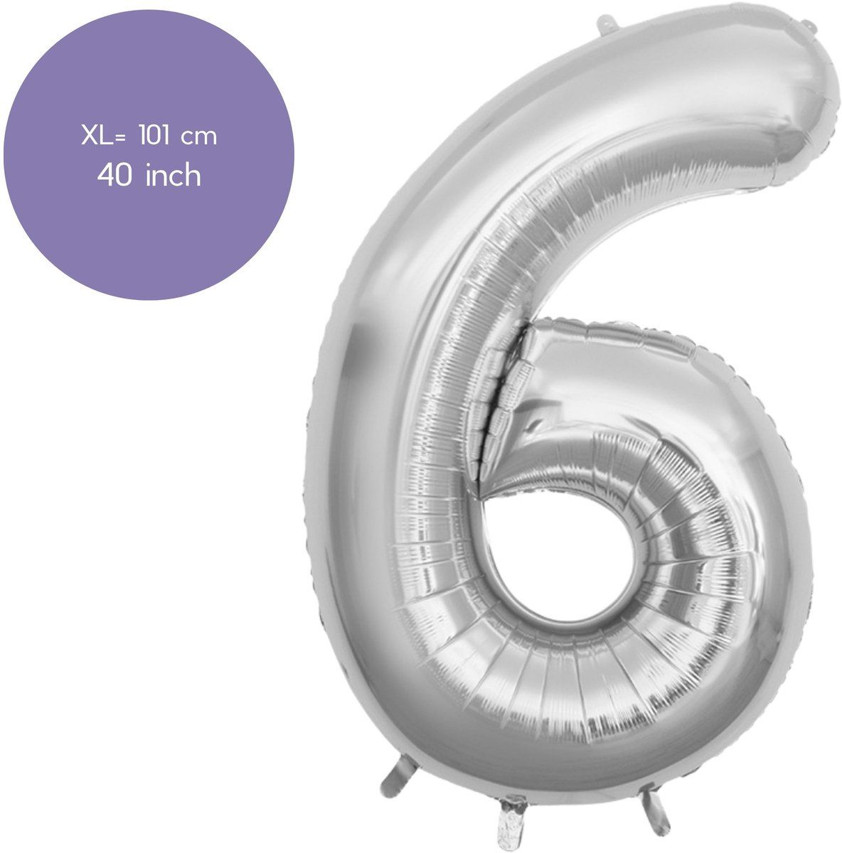 Fienosa Cijfer Ballonnen - Nummer 6 - Zilver Kleur - 101 cm - XL Groot - Helium Ballon - Verjaardag Ballon - Verjaardag versiering - Leeftijd verjaardag - Verjaardagsballon - Verjaardag