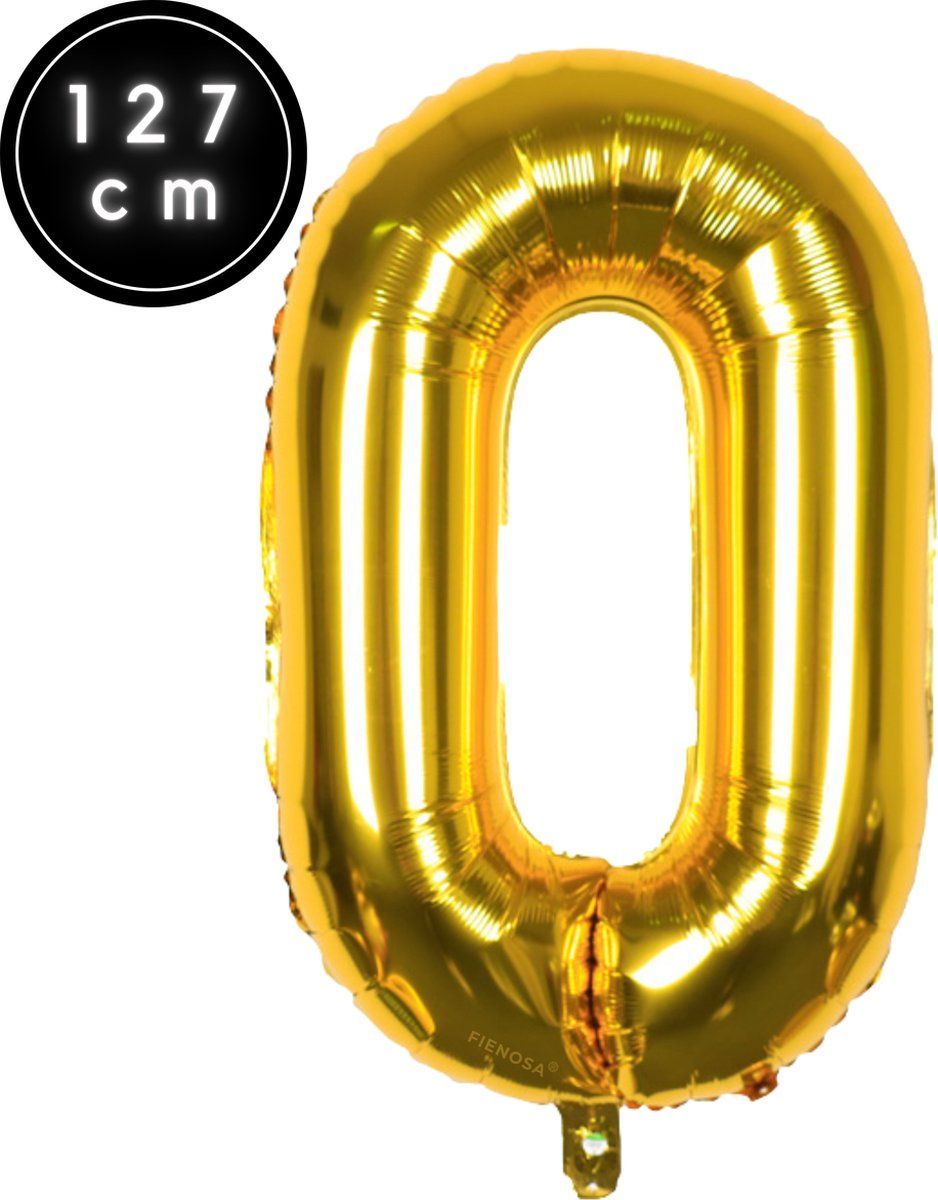Fienosa Cijfer Ballonnen - Nummer 0 - Goud Kleur - 127 cm - XXL Groot - Helium Ballon - Verjaardag Ballon - Verjaardag Versiering - Leeftijd verjaardag - Verjaardagsballon - Verjaardag