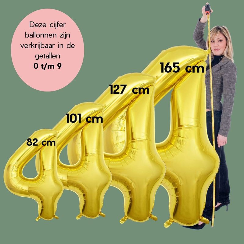 Fienosa Cijfer Ballonnen nummer 4 - Goud - 165 cm - Helium Ballon - Verjaardag ballon - Verjaardag versiering - Leeftijd verjaardag - Verjaardagsballon - Verjaardag
