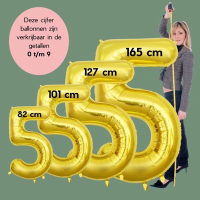 Fienosa Cijfer Ballonnen - Nummer 5 - Goud Kleur - 82 cm - XL Groot - Helium Ballon - Verjaardag Ballon - Verjaardag versiering - Leeftijd verjaardag - Verjaardagsballon - Verjaardag