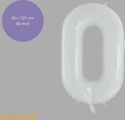 Fienosa - Cijfer Ballonnen - Nummer 0 - Wit - 101 cm - Helium Ballon - Verjaardag Ballon - Verjaardag Versiering - Leeftijd verjaardag - Verjaardagsballon - Verjaardag Fienosa - Cijfer Ballonnen - Nummer 0 - Wit - 101 cm - Helium Ballon - Verjaardag Ballon - Verjaardag Versiering - Leeftijd verjaardag - Verjaardagsballon - Verjaardag