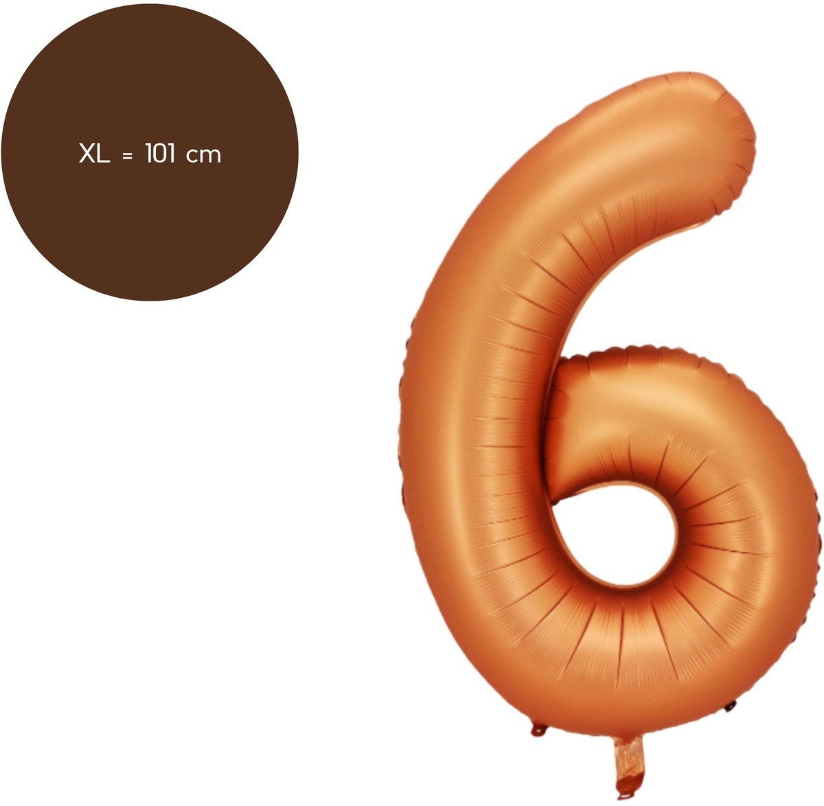 Fienosa Cijfer Ballonnen - Nummer 6 - Oranje - Kleur - 101 cm - XL Groot - Helium Ballon - Verjaardag Ballon - Verjaardag versiering - Leeftijd verjaardag - Verjaardagsballon - Verjaardag